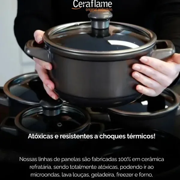 Conjunto Panelas Cerâmica Duo Smart 5 Peças - Preto - Ceraflame